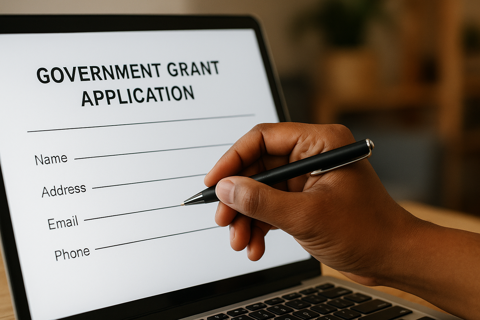 Mano rellenando un formulario digital para la solicitud del bono de las fases kit digital completas.